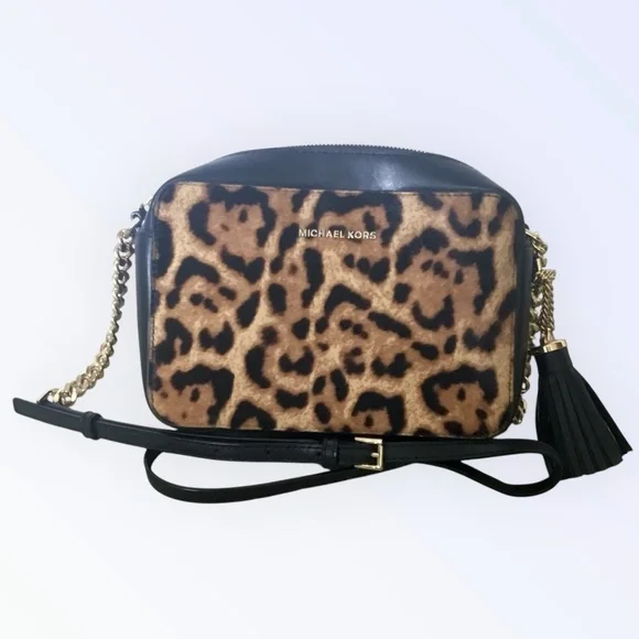 Michael Michael Kors Ginny Leopard Print Medium Calf Hair Bag - Picture 10 of 16